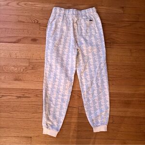 Lacoste Sweatpants LIVE Geometric Print Jogger Sweatpants Blue White Size 36